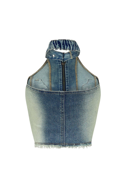 Riley Vintage Washed Halter Denim Top